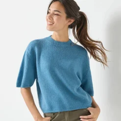 Pull loose manches coudes, laine et mohair mélangés