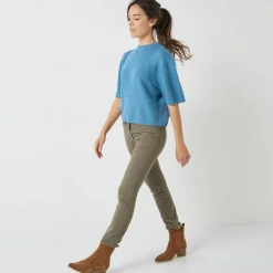 Pull loose manches coudes, laine et mohair mélangés