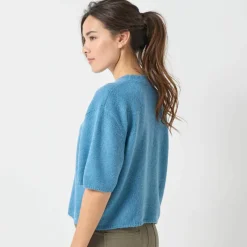 Pull loose manches coudes, laine et mohair mélangés