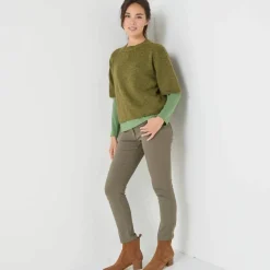 Pull loose manches coudes, laine et mohair mélangés