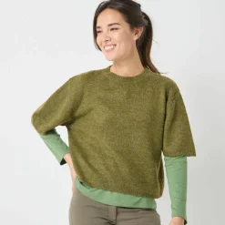 Pull loose manches coudes, laine et mohair mélangés