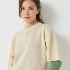 Pull loose manches coudes, laine et mohair mélangés