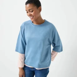 Pull loose manches coudes, toucher doux