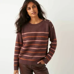 Pull loose rayé, col bateau