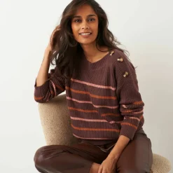 Pull loose rayé, col bateau