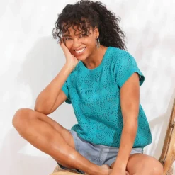 Pull maille crochet, uni