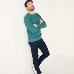 Pull maille gaufrée col rond