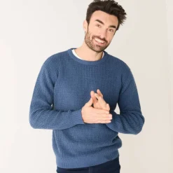 Pull maille gaufrée col rond