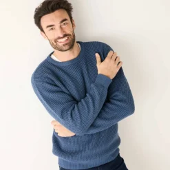 Pull maille gaufrée col rond