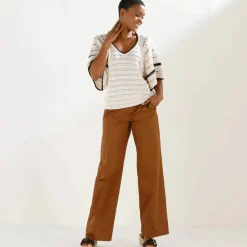Pull manches courtes papillons, maille fantaisie