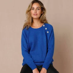 Pull épaule boutonnée bijoux