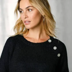 Pull épaule boutonnée bijoux