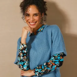 Pull poncho manches coude