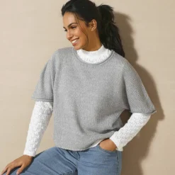 Pull poncho manches coude