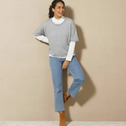 Pull poncho manches coude