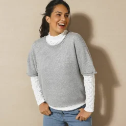Pull poncho manches coude