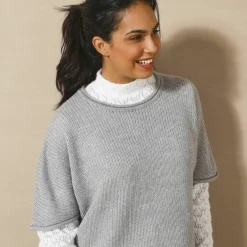 Pull poncho manches coude