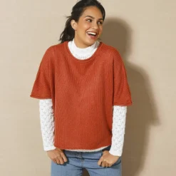 Pull poncho manches coude