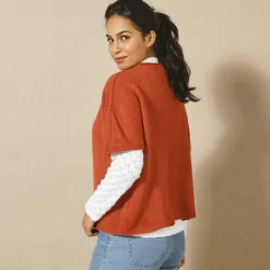 Pull poncho manches coude