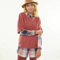 Pull poncho manches coudes, maille anglaise et torsades