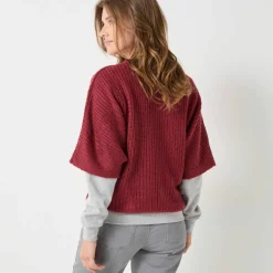 Pull poncho manches coudes, maille anglaise et torsades
