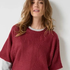 Pull poncho manches coudes, maille anglaise et torsades