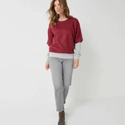 Pull poncho manches coudes, maille anglaise et torsades