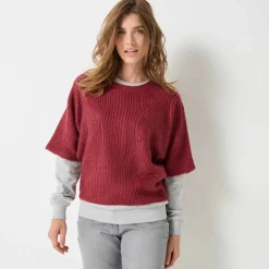 Pull poncho manches coudes, maille anglaise et torsades