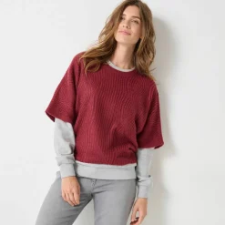 Pull poncho manches coudes, maille anglaise et torsades