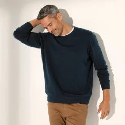 Pull pur coton col rond