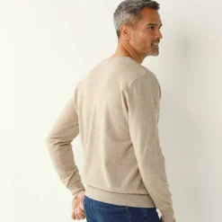 Pull pur coton col V manches longues