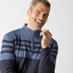 Pull rayé col montant zippé