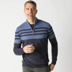 Pull rayé col montant zippé