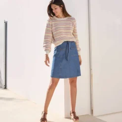 Pull rayé effet dégradé, maille anglaise.