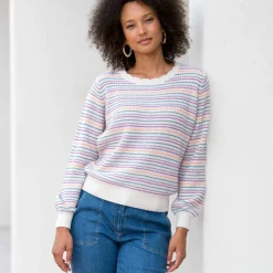 Pull rayé effet dégradé, maille anglaise.