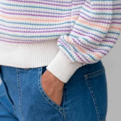 Pull rayé effet dégradé, maille anglaise.