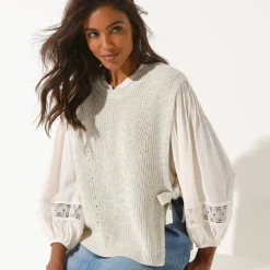 Pull sans manches, nouettes côtés
