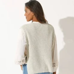 Pull sans manches, nouettes côtés