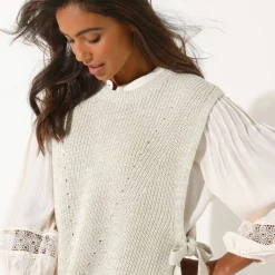 Pull sans manches, nouettes côtés