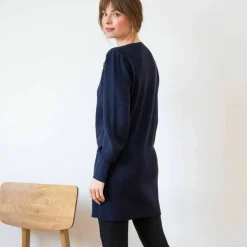 Pull tunique boutons fantaisie toucher doux