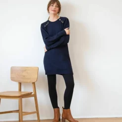 Pull tunique boutons fantaisie toucher doux