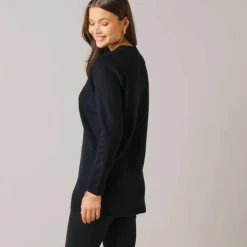 Pull tunique col tunisien, maille fantaisie
