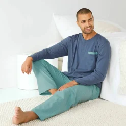 Pyjama col tunisien bi-matière