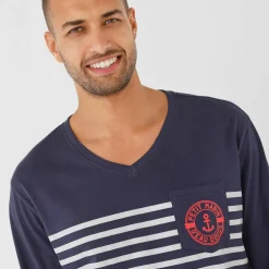 Pyjama col V à message