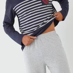 Pyjama col V à message