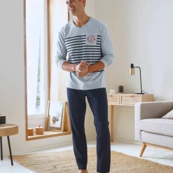 Pyjama col V à message