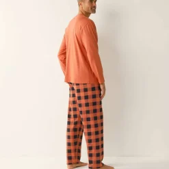 Pyjama coton carreaux manches longues