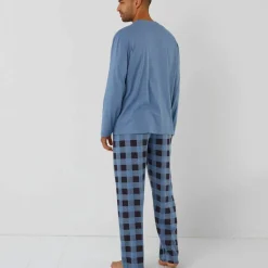 Pyjama coton carreaux manches longues