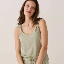 Pyjama court imprimé minimaliste avec bretelles froncées