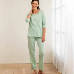 Pyjama en coton imprimé oiseaux manches longues
